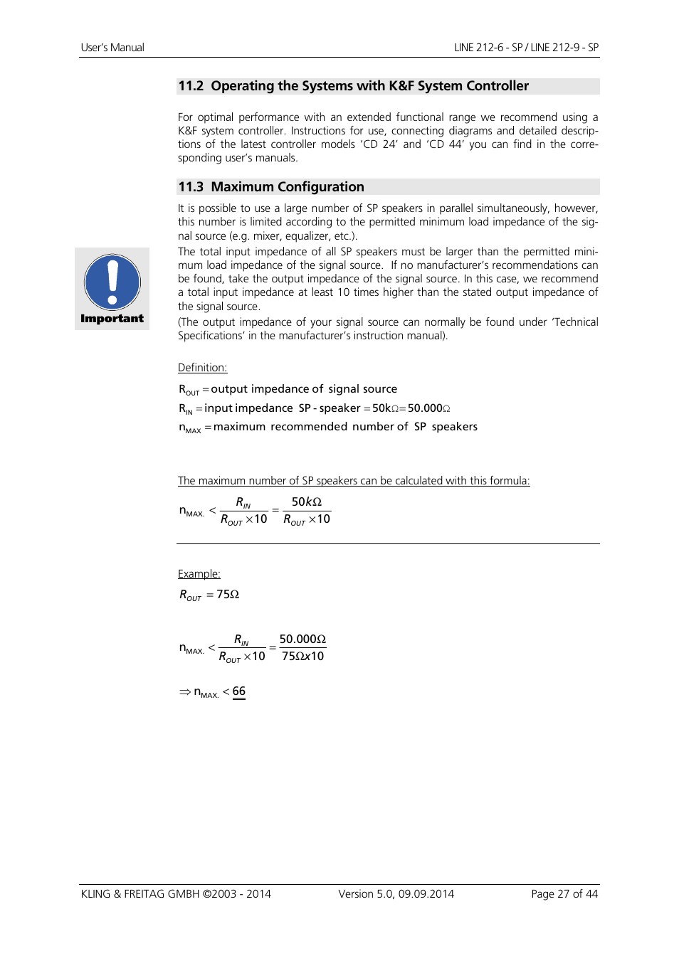 2 operating the systems with k&f system controller, 3 maximum configuration | KLING & FREITAG K&F Line 212-9 - SP User Manual | Page 27 / 44