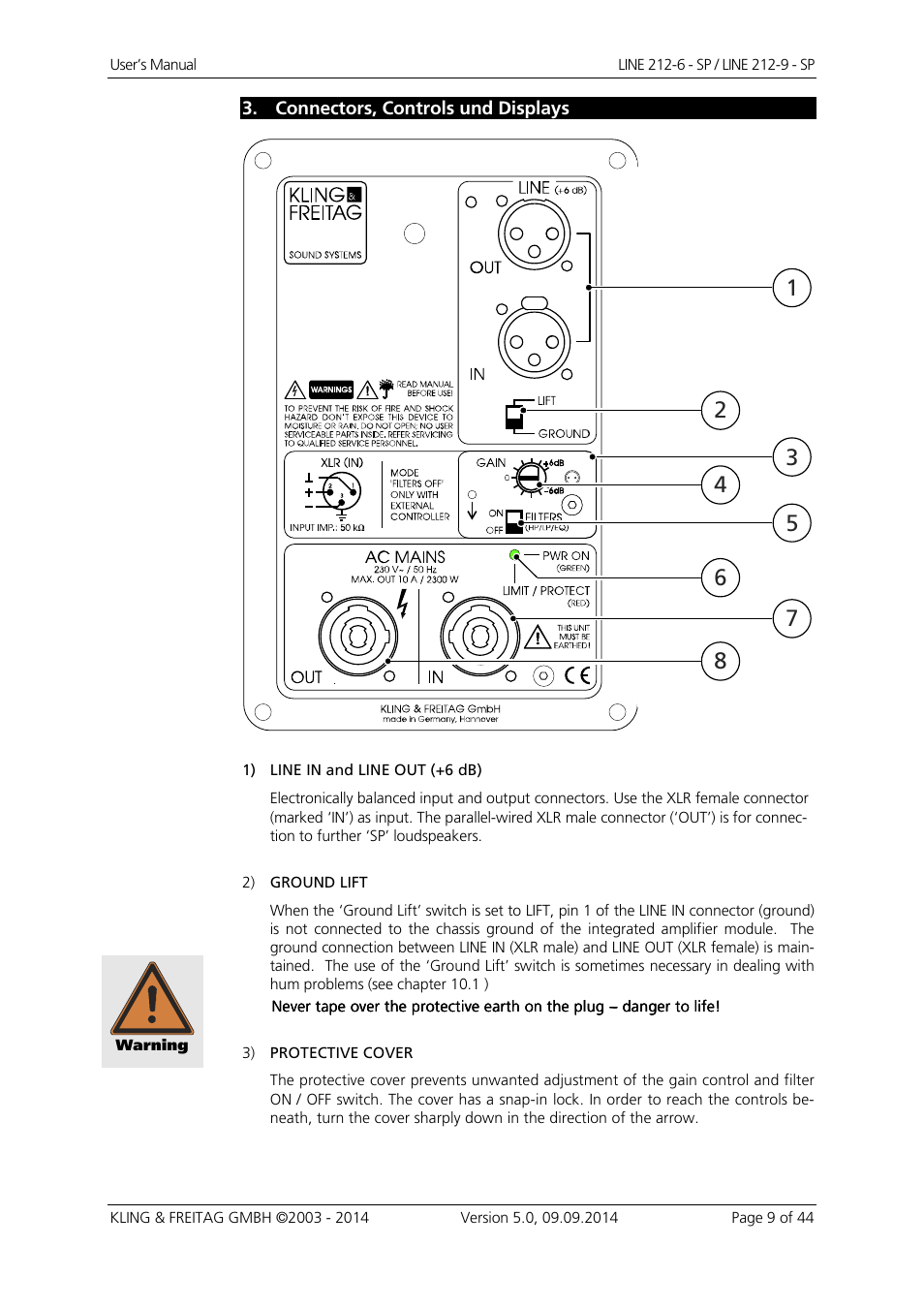 KLING & FREITAG K&F Line 212-9 - SP User Manual | Page 9 / 44