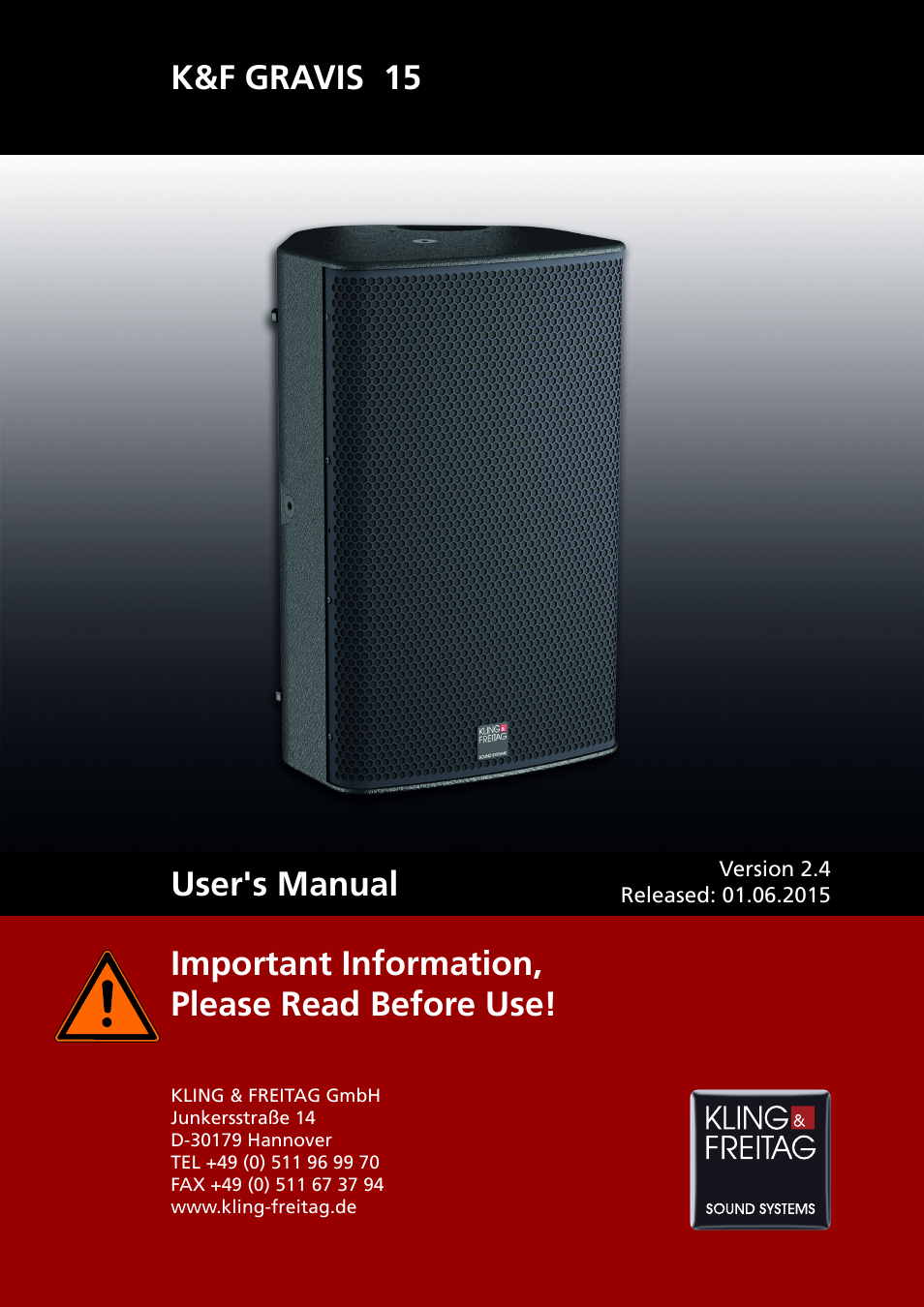 KLING & FREITAG K&F GRAVIS 15 XW User Manual | 29 pages
