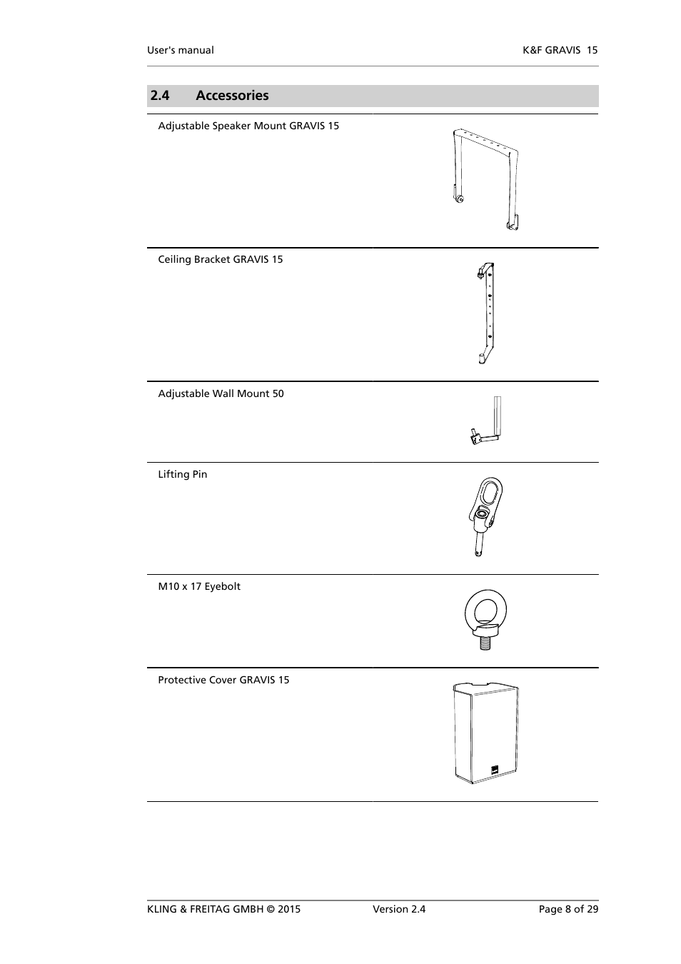 4 accessories | KLING & FREITAG K&F GRAVIS 15 XW User Manual | Page 8 / 29