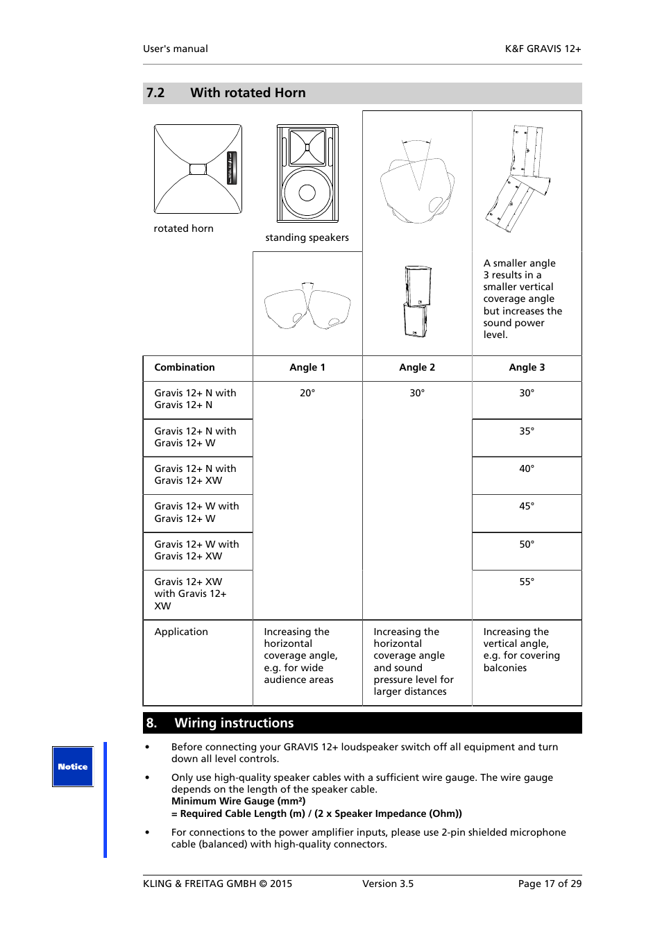 Wiring instructions | KLING & FREITAG K&F GRAVIS 12+ XW User Manual | Page 17 / 29