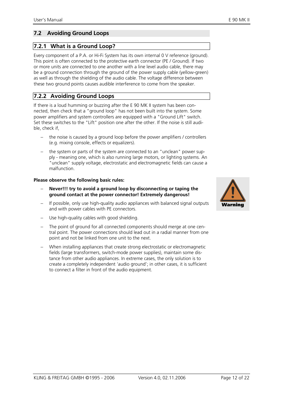 2 avoiding ground loops, 1 what is a ground loop, Avoiding ground loops | What is a ground loop | KLING & FREITAG K&F E 90 MK II User Manual | Page 12 / 22