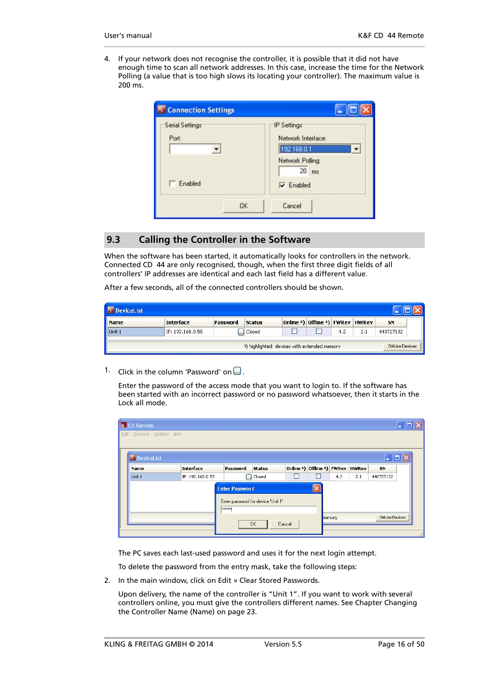 Calling the controller in the software, 3 calling the controller in the software | KLING & FREITAG K&F CD Remote User Manual | Page 16 / 50