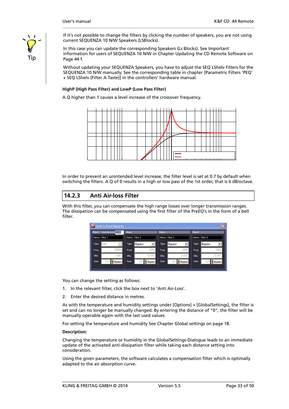 Anti air-loss filter, 3 anti air-loss filter | KLING & FREITAG K&F CD Remote User Manual | Page 33 / 50