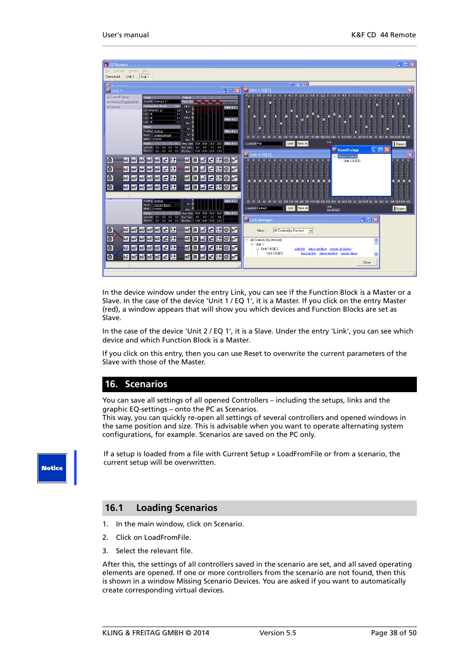 Scenarios, Loading scenarios, 1 loading scenarios | KLING & FREITAG K&F CD Remote User Manual | Page 38 / 50