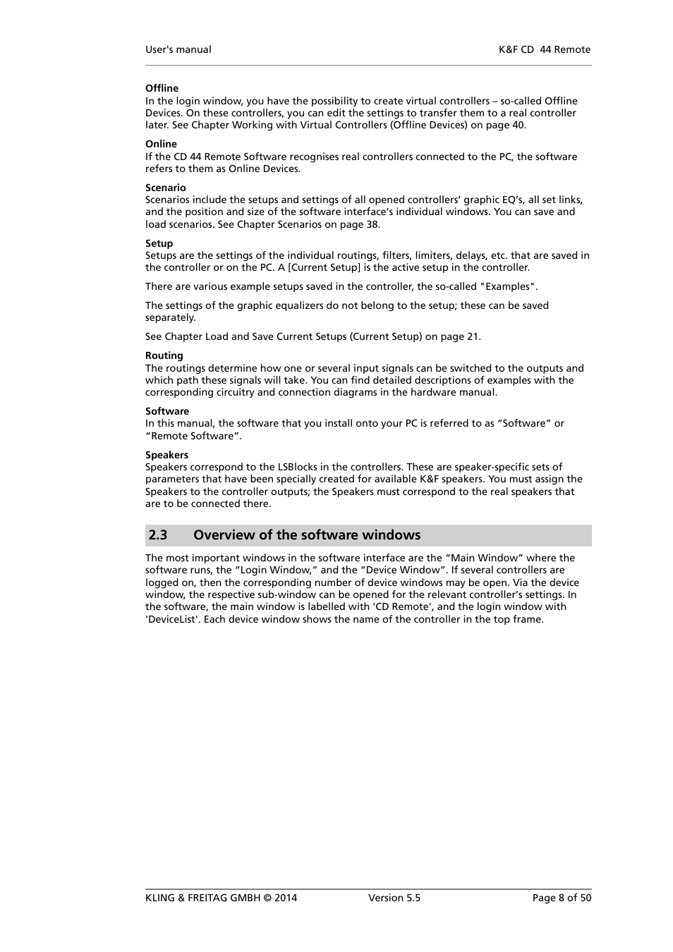 Overview of the software windows, 3 overview of the software windows | KLING & FREITAG K&F CD Remote User Manual | Page 8 / 50