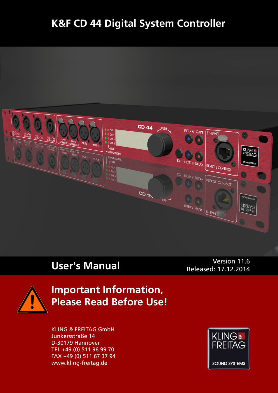 KLING & FREITAG K&F CD 44 Digital System controller User Manual | 77 pages