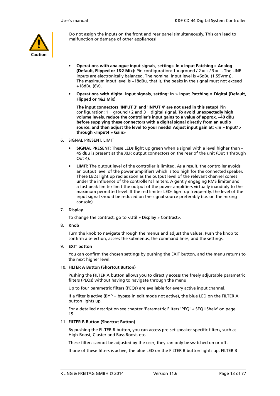 KLING & FREITAG K&F CD 44 Digital System controller User Manual | Page 13 / 77