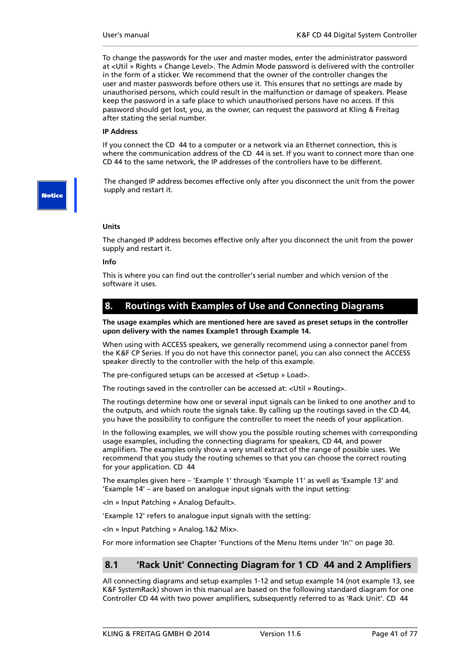 KLING & FREITAG K&F CD 44 Digital System controller User Manual | Page 41 / 77
