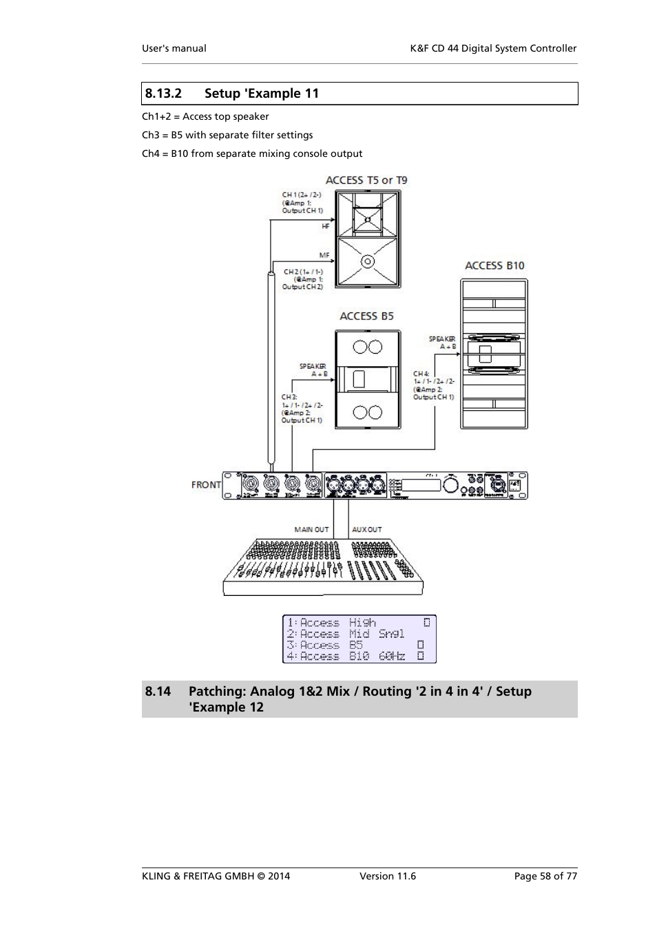 Block diagram 'example 12 | KLING & FREITAG K&F CD 44 Digital System controller User Manual | Page 58 / 77