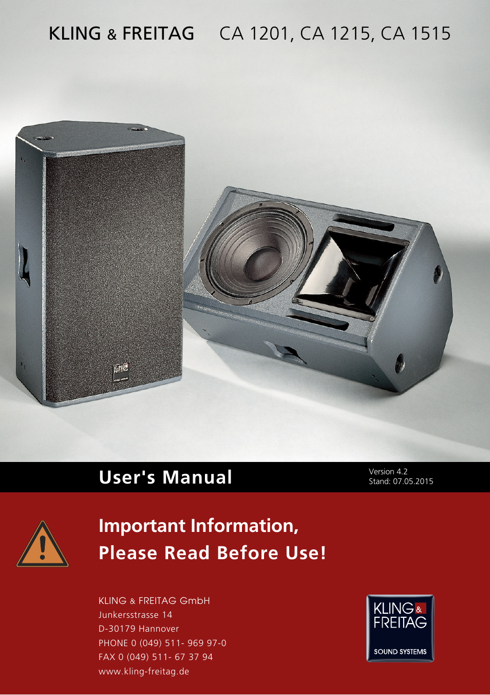 KLING & FREITAG K&F CA 1515-9 User Manual | 53 pages