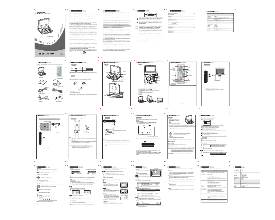 COBY TF-DVD7300 User Manual | 1 page