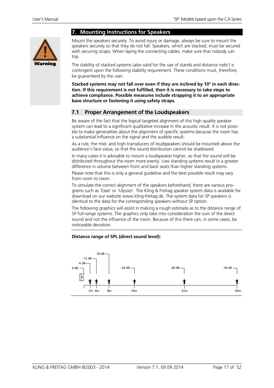 Mounting instructions for speakers, 1 proper arrangement of the loudspeakers | KLING & FREITAG K&F CA 1515-9 - SP User Manual | Page 17 / 52