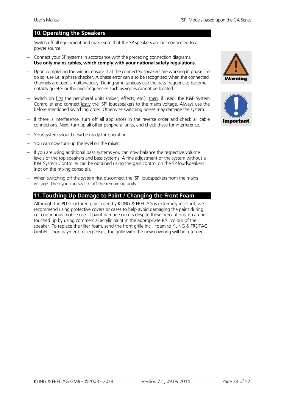 KLING & FREITAG K&F CA 1515-9 - SP User Manual | Page 24 / 52