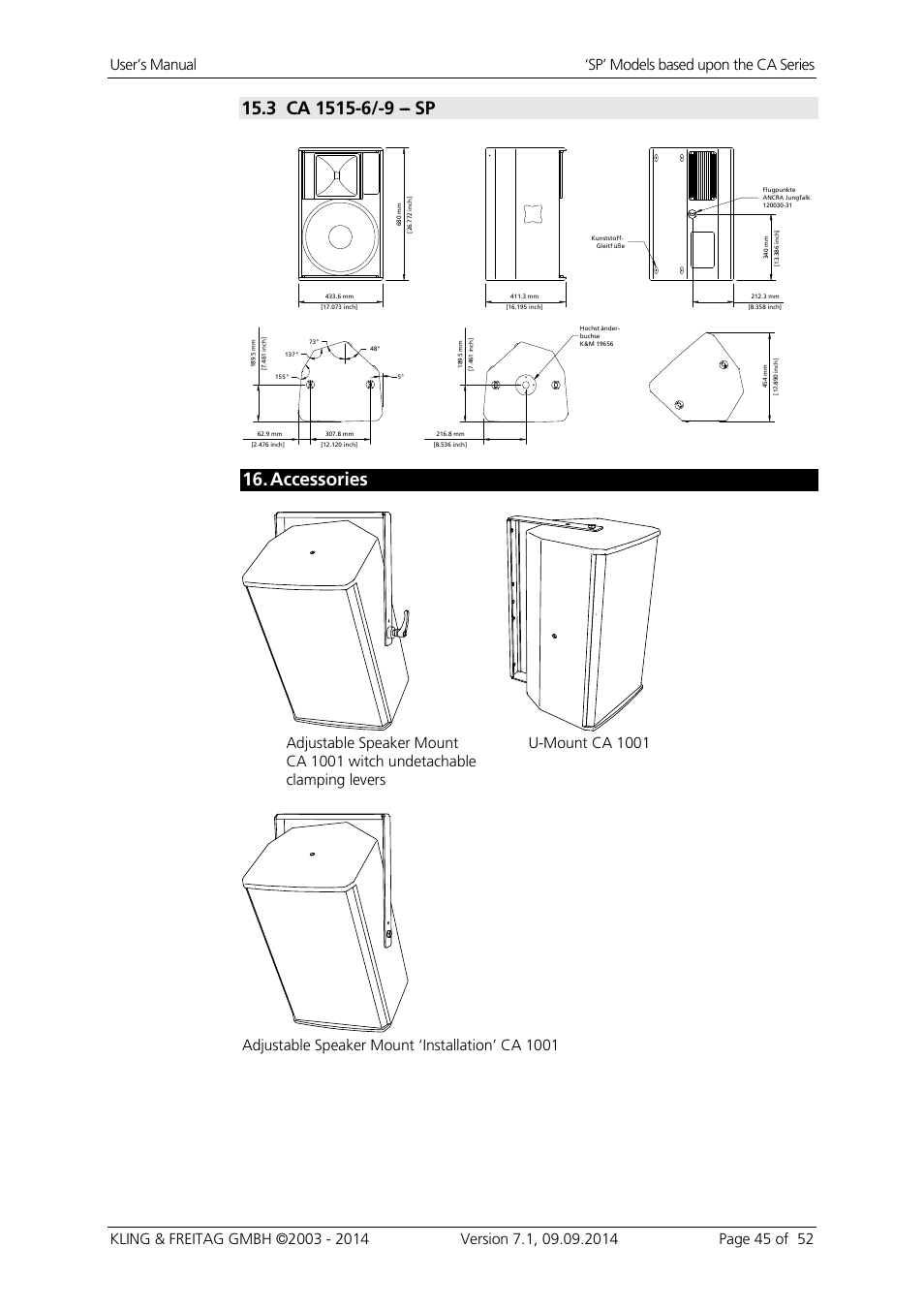 Accessories | KLING & FREITAG K&F CA 1515-9 - SP User Manual | Page 45 / 52