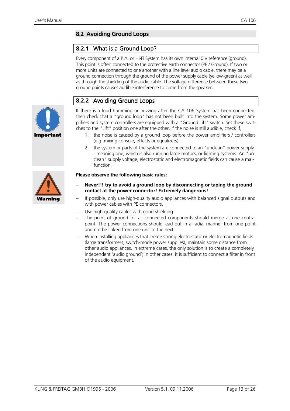 2 avoiding ground loops, 1 what is a ground loop, Avoiding ground loops | What is a ground loop | KLING & FREITAG K&F CA 106 User Manual | Page 13 / 26