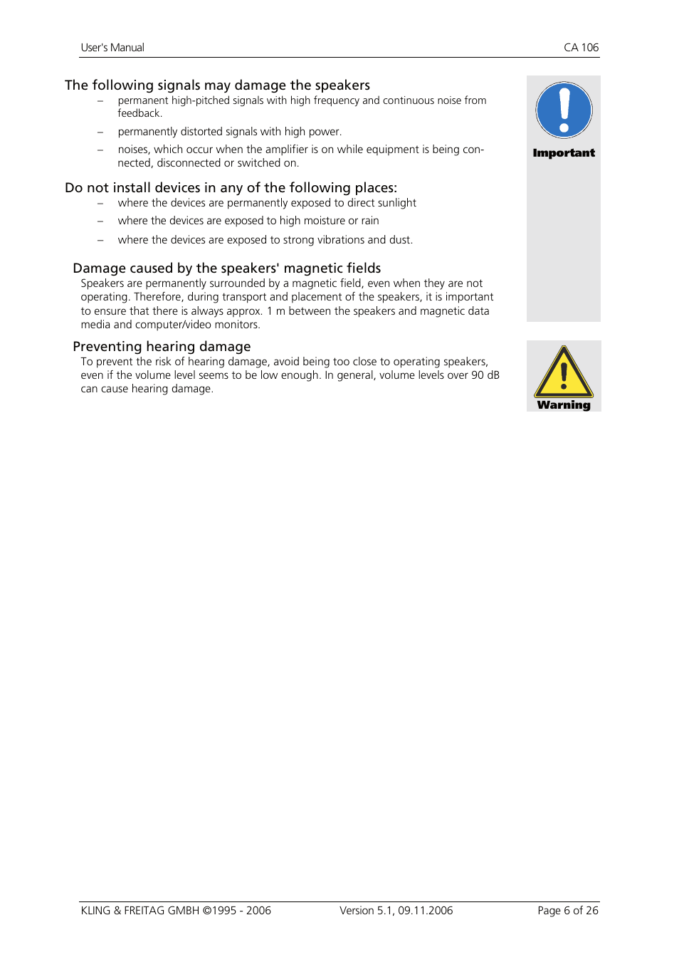 KLING & FREITAG K&F CA 106 User Manual | Page 6 / 26