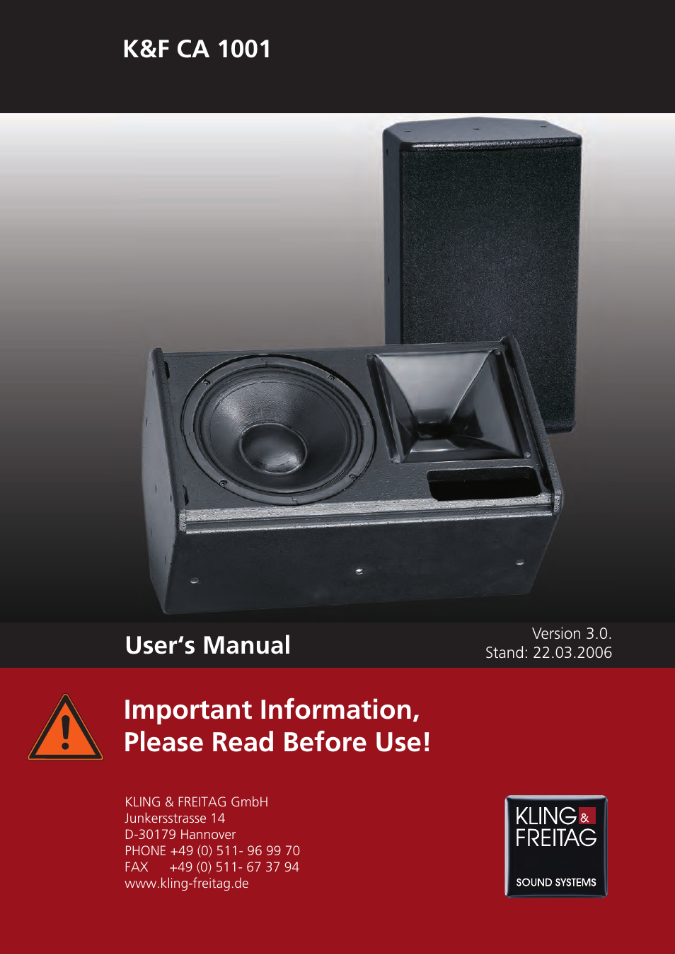KLING & FREITAG K&F CA 1001 User Manual | 27 pages