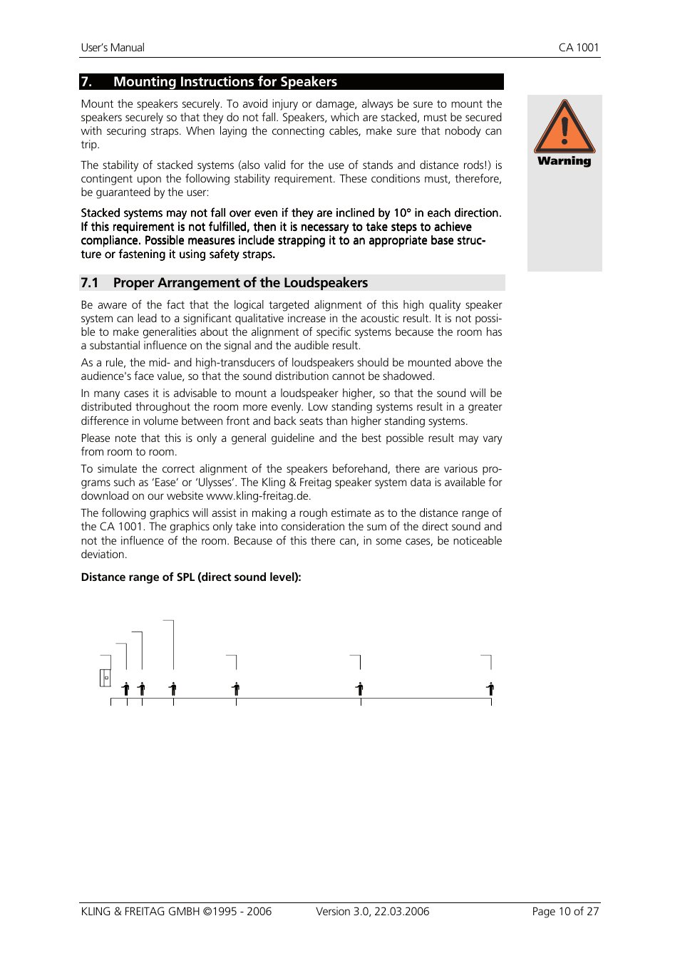 Mounting instructions for speakers, Proper arrangement of the loudspeakers, Mounting instructions for speakers) | 1 proper arrangement of the loudspeakers | KLING & FREITAG K&F CA 1001 User Manual | Page 10 / 27
