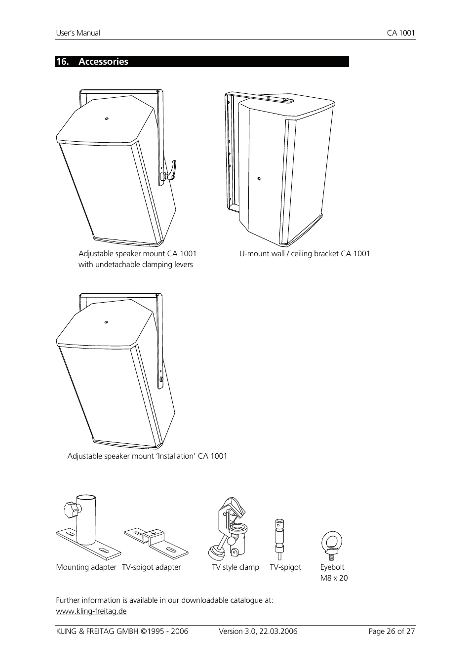 Accessories, Accessories 26 | KLING & FREITAG K&F CA 1001 User Manual | Page 26 / 27