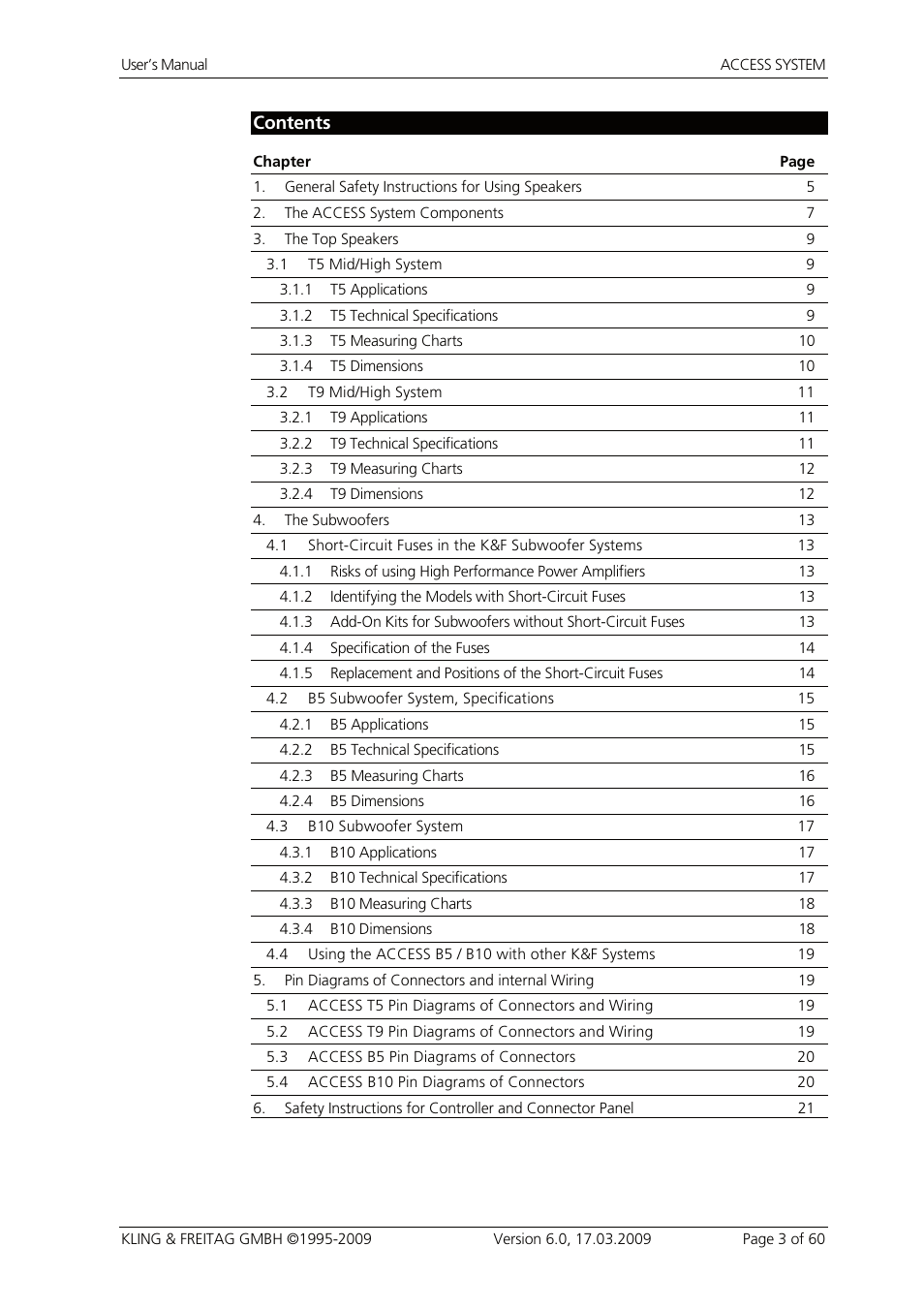 KLING & FREITAG K&F ACCESS T9 User Manual | Page 3 / 60