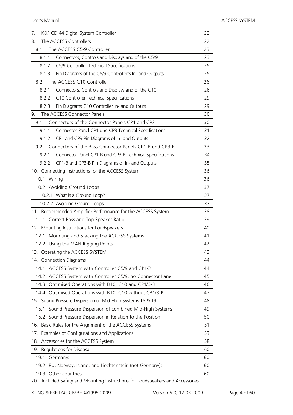 KLING & FREITAG K&F ACCESS T9 User Manual | Page 4 / 60