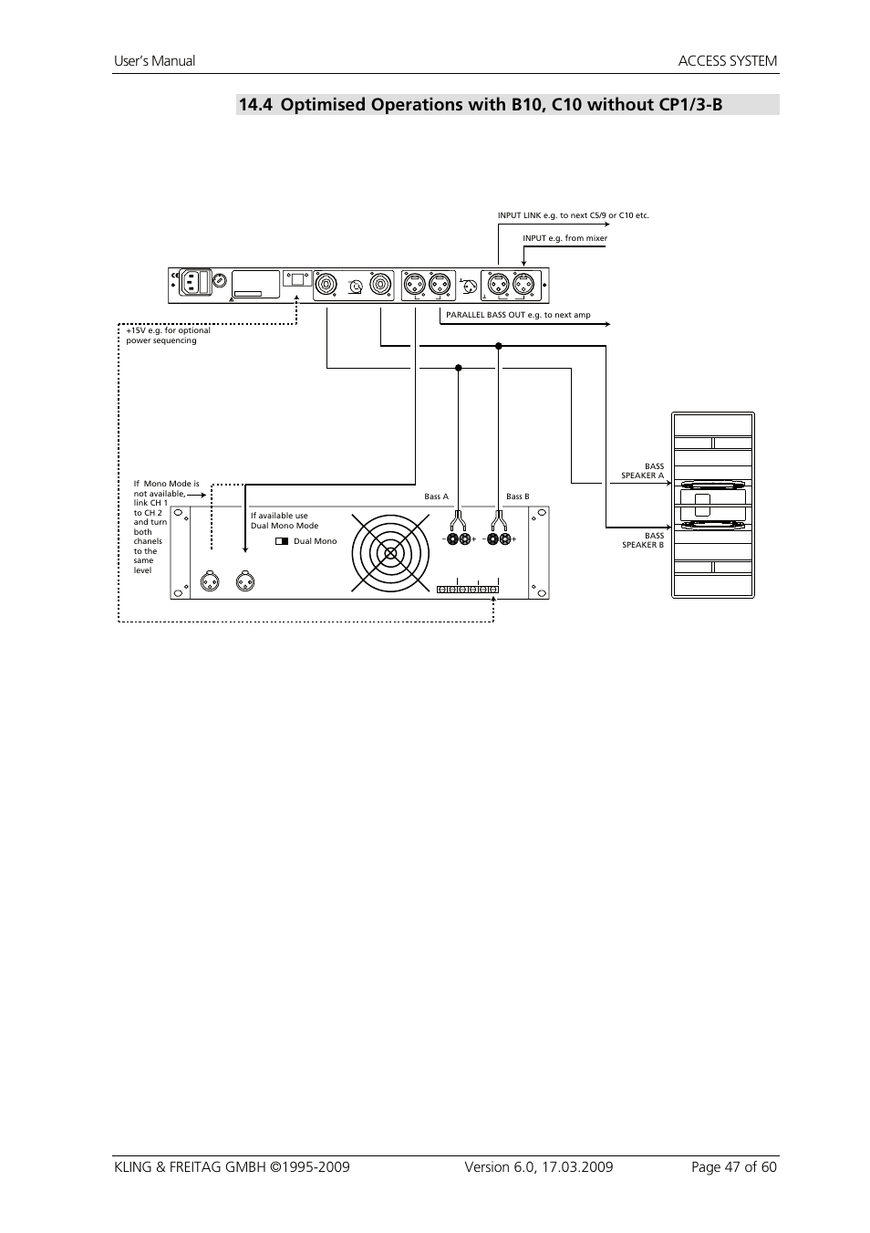 Optimised operations with b10, c10 without cp1/3-b | KLING & FREITAG K&F ACCESS T9 User Manual | Page 47 / 60