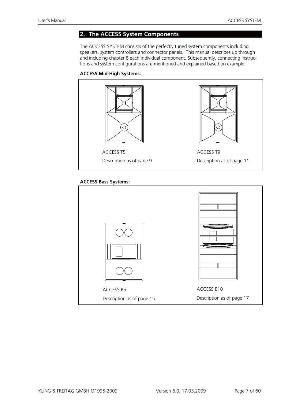 2 the access system components, The access system components | KLING & FREITAG K&F ACCESS T9 User Manual | Page 7 / 60