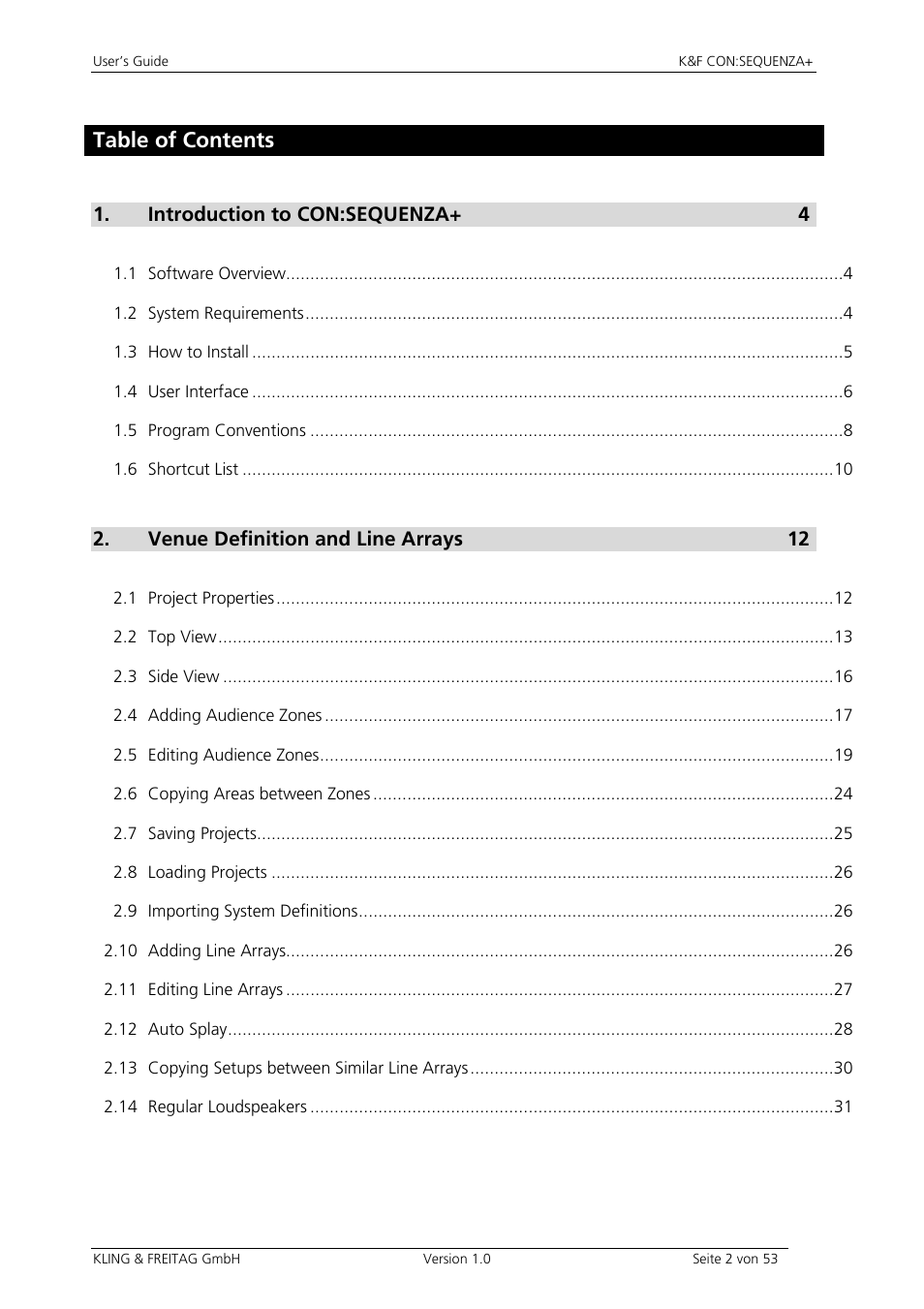 KLING & FREITAG CON:SEQUENZA+K&F User Manual | Page 2 / 53