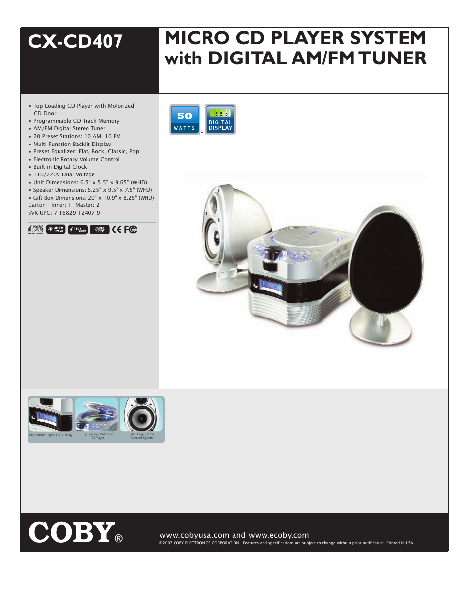 COBY CX-CD407 User Manual | 1 page