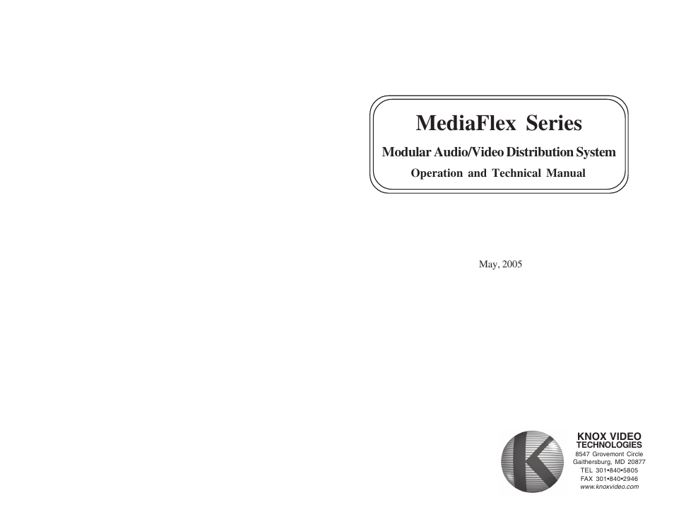 Mediaflex series, Modular audio/video distribution system | Knox Video Media Flex Series User Manual | Page 2 / 17