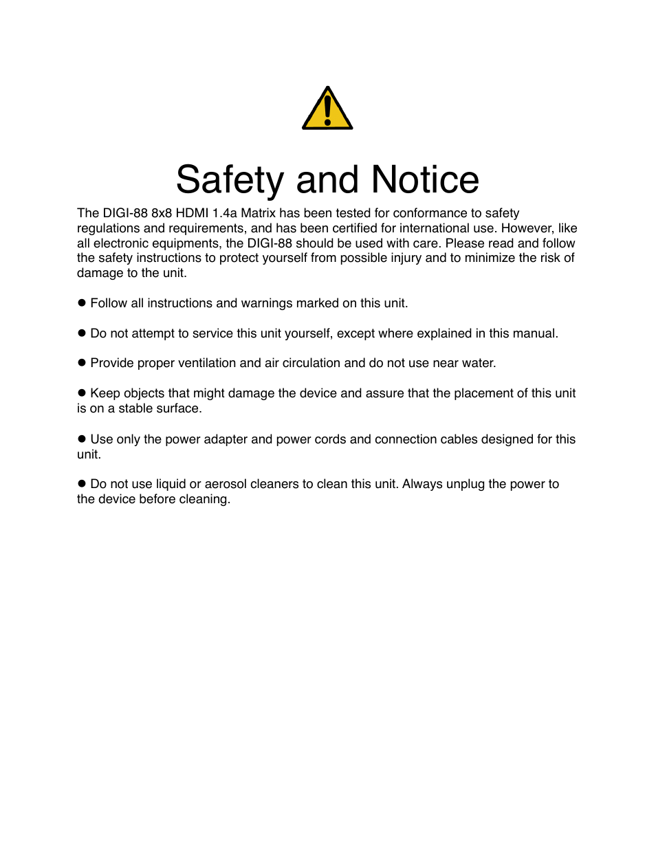 Safety and notice | Knox Video DIGI-88 User Manual | Page 3 / 21