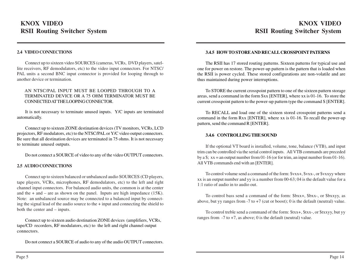 Knox video rsii routing switcher system | Knox Video RSII User Manual | Page 10 / 14