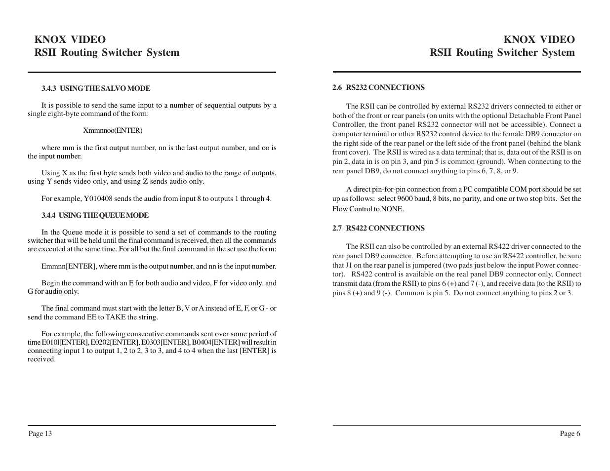 Knox video rsii routing switcher system | Knox Video RSII User Manual | Page 11 / 14