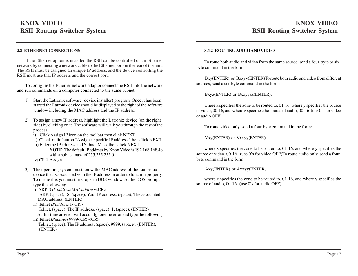 Knox video rsii routing switcher system | Knox Video RSII User Manual | Page 12 / 14
