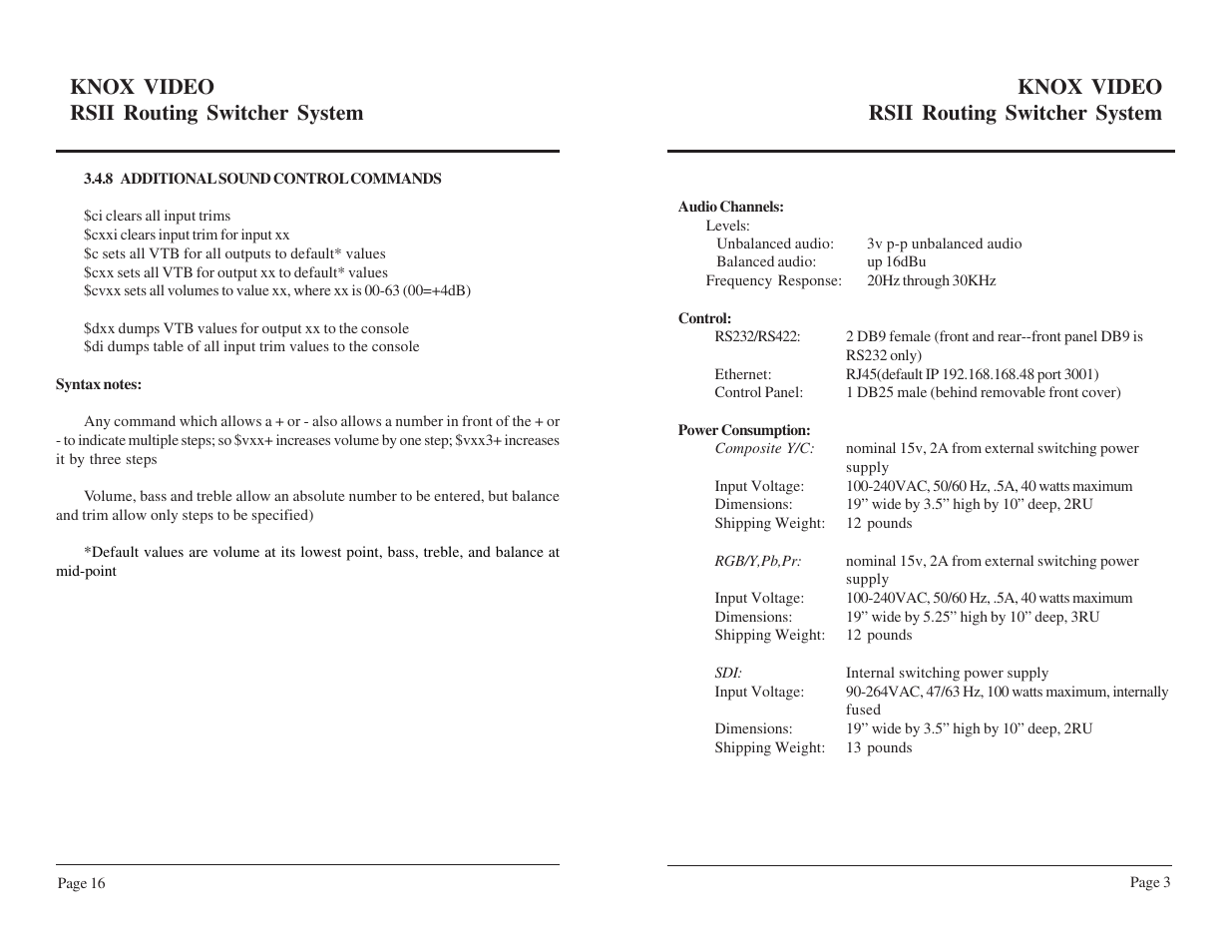 Knox video rsii routing switcher system | Knox Video RSII User Manual | Page 8 / 14