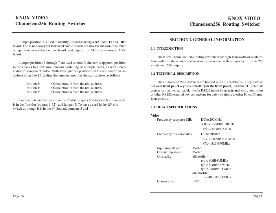 Knox video chameleon256 routing switcher | Knox Video Chameleon256 Series User Manual | Page 6 / 17