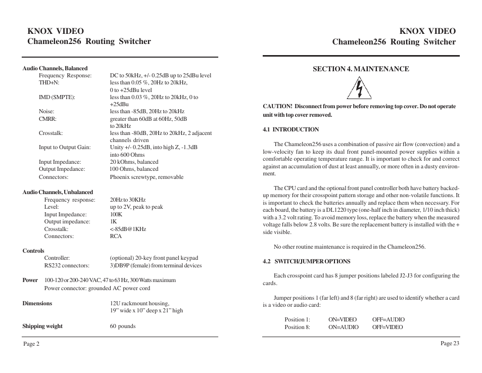 Knox video chameleon256 routing switcher | Knox Video Chameleon256 Series User Manual | Page 7 / 17