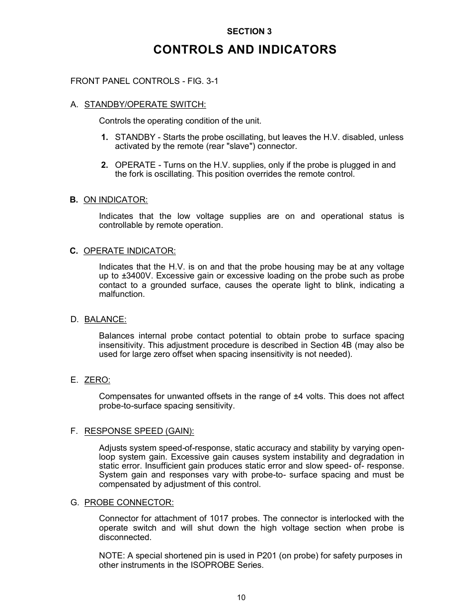 Controls and indicators | Monroe Electronics Electrostatic Voltmeter - Isoprobe® - model 244A User Manual | Page 10 / 24