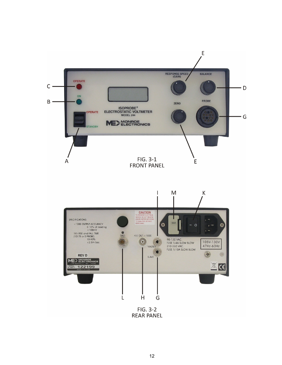 Monroe Electronics Electrostatic Voltmeter - Isoprobe® - model 244A User Manual | Page 12 / 24