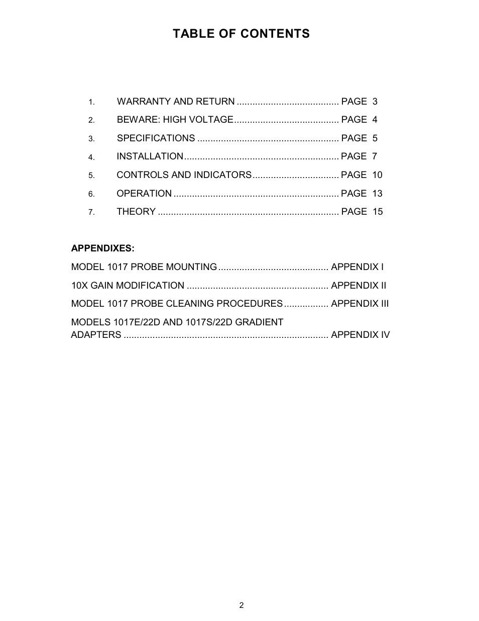 Monroe Electronics Electrostatic Voltmeter - Isoprobe® - model 244A User Manual | Page 2 / 24