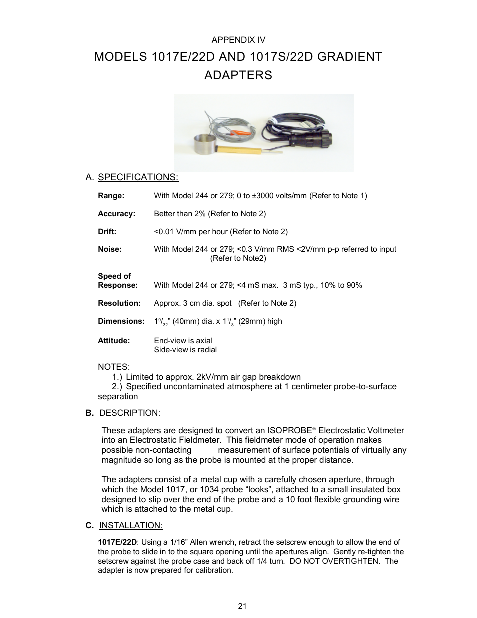 Monroe Electronics Electrostatic Voltmeter - Isoprobe® - model 244A User Manual | Page 22 / 24