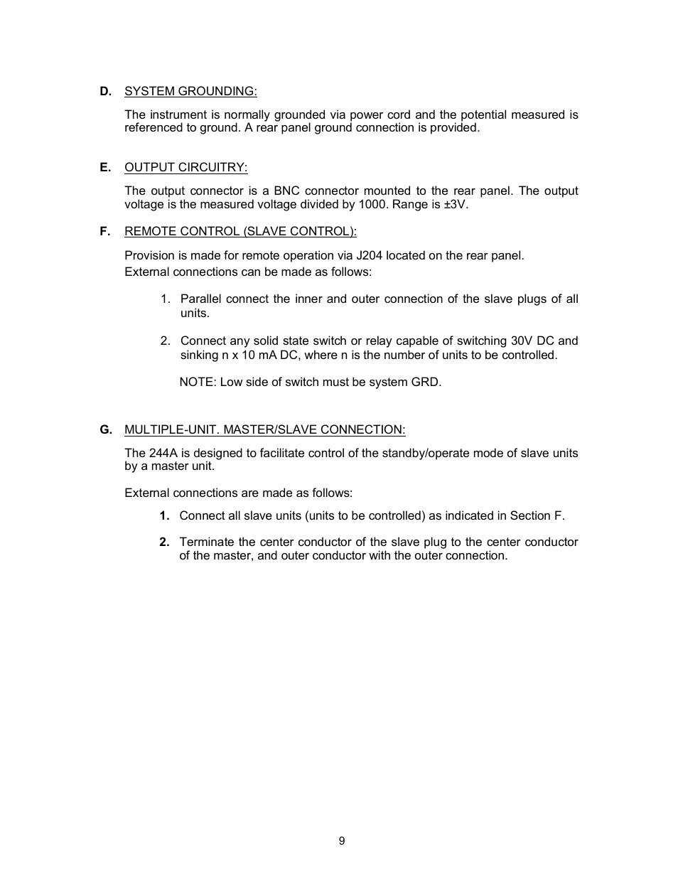 Monroe Electronics Electrostatic Voltmeter - Isoprobe® - model 244A User Manual | Page 9 / 24