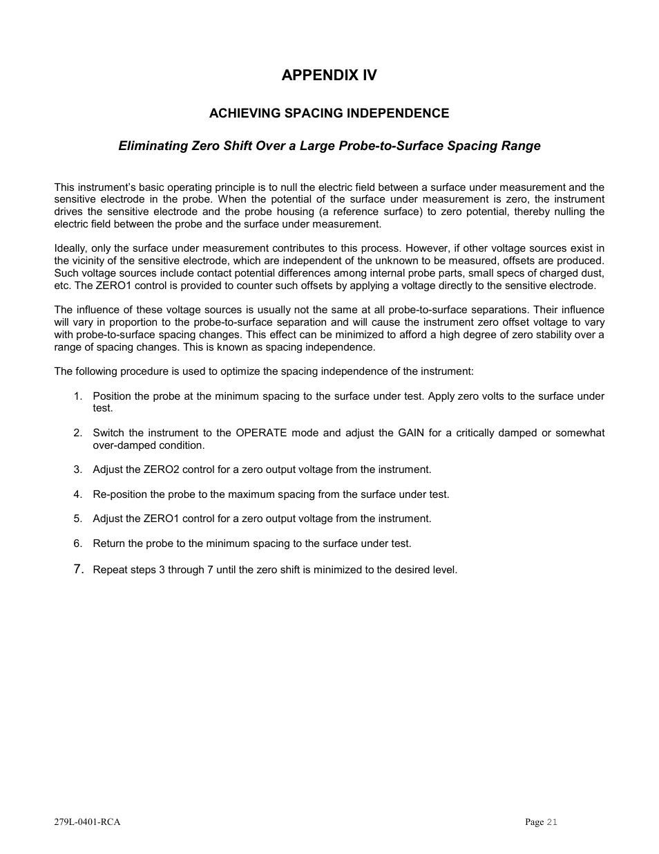 Appendix iv | Monroe Electronics Electrostatic Voltmeter - Isoprobe® - model 279L User Manual | Page 24 / 24