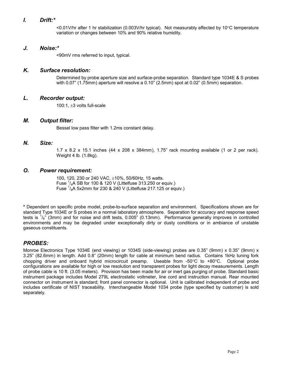 Monroe Electronics Electrostatic Voltmeter - Isoprobe® - model 279L User Manual | Page 5 / 24