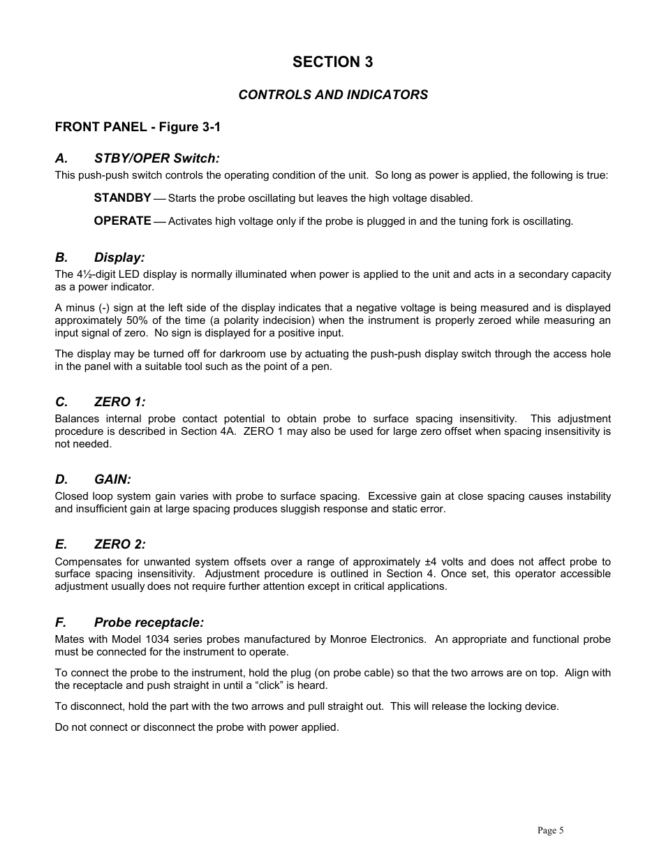 Monroe Electronics Electrostatic Voltmeter - Isoprobe® - model 279L User Manual | Page 8 / 24