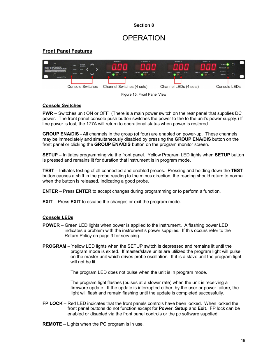 Operation | Monroe Electronics Electrostatic Fieldmeter - Static Monitor - model 177A User Manual | Page 20 / 96