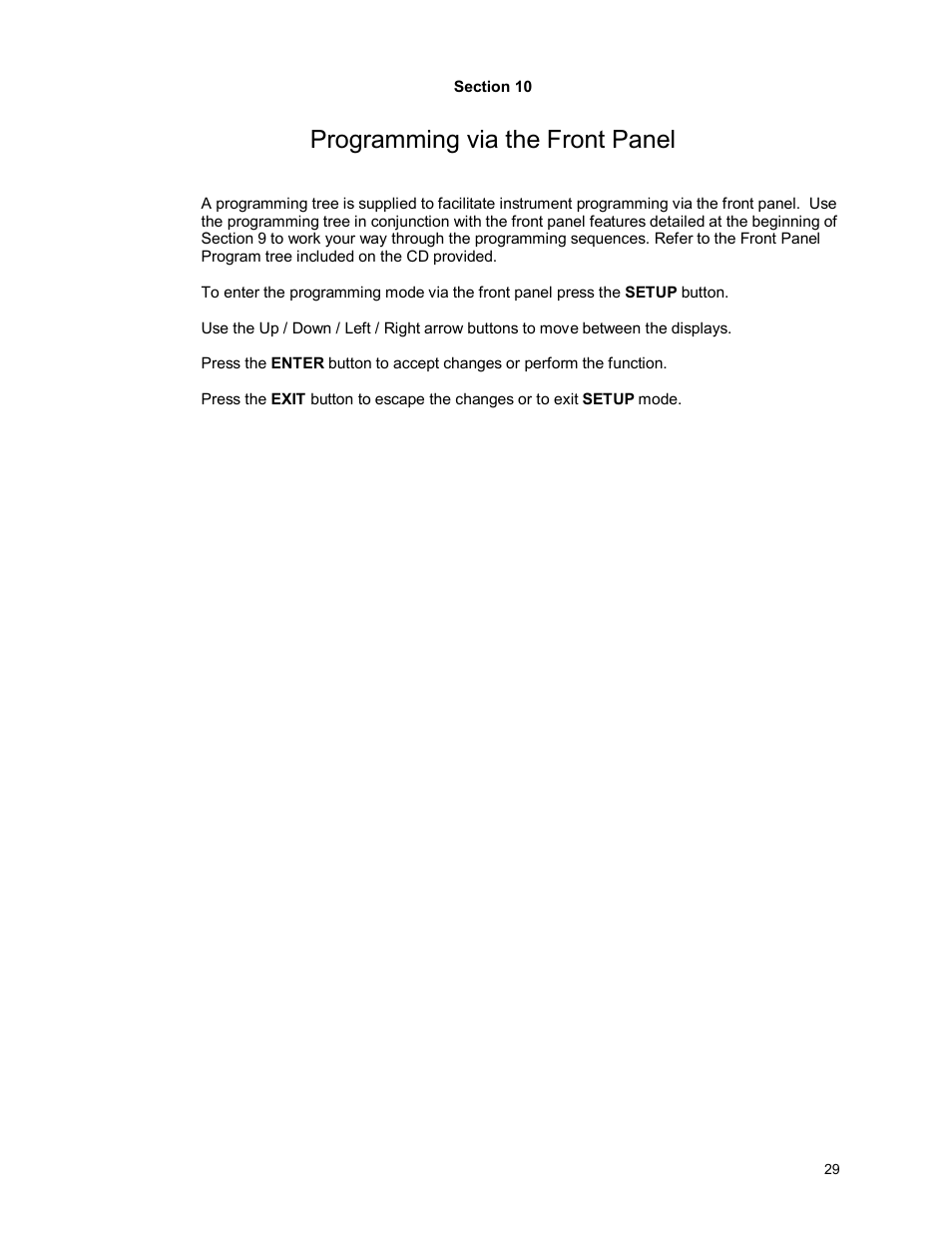 Programming via the front panel | Monroe Electronics Electrostatic Fieldmeter - Static Monitor - model 177A User Manual | Page 30 / 96