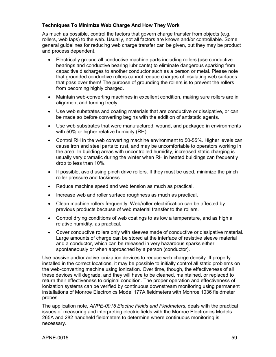 Monroe Electronics Electrostatic Fieldmeter - Static Monitor - model 177A User Manual | Page 60 / 96