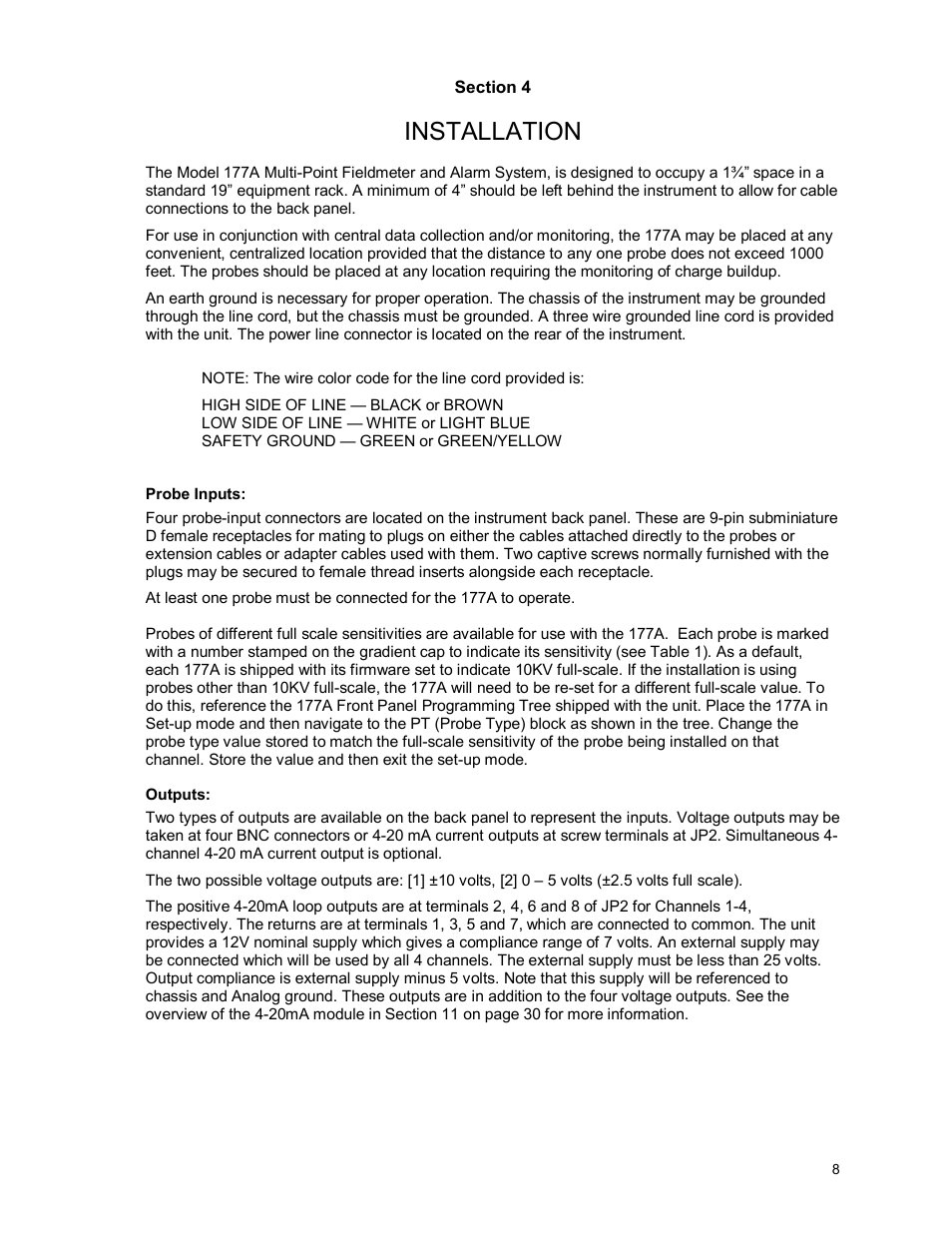 Installation | Monroe Electronics Electrostatic Fieldmeter - Static Monitor - model 177A User Manual | Page 9 / 96